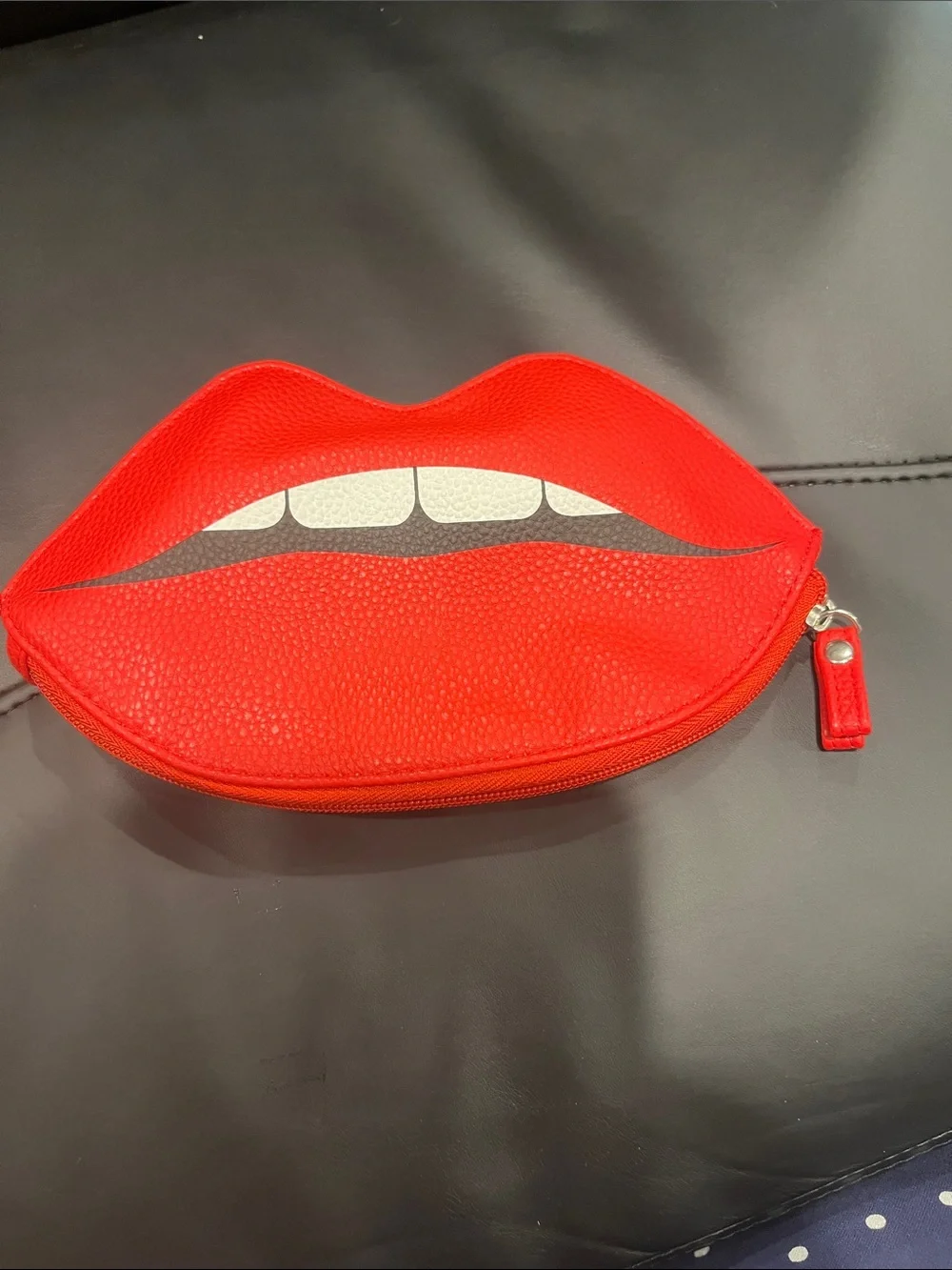 Nyx Red Lip-Shaped Cosmetic Pouch with Tooth Graphic